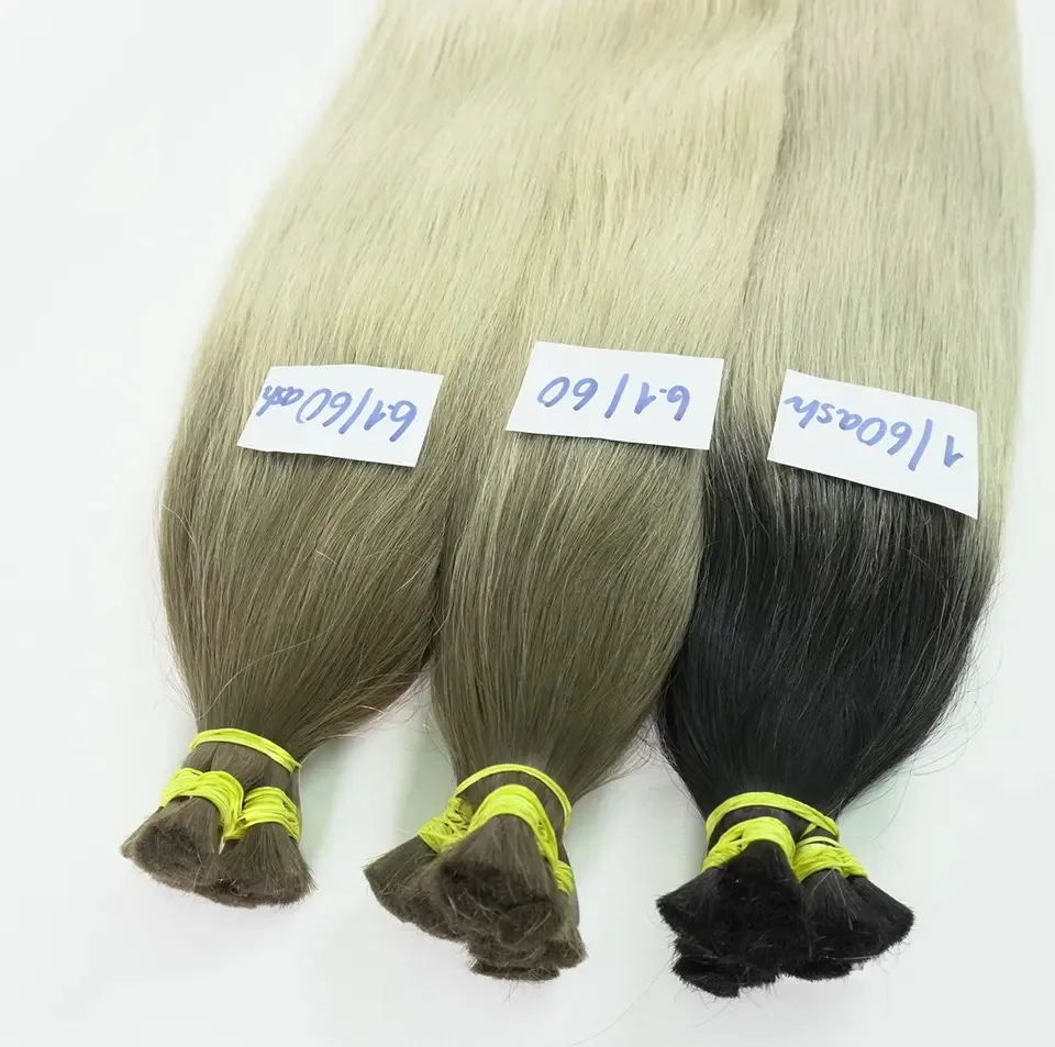 Premium Bulk hair genius weft super double drawn best sellers in Vietnamhair light blonde color hair extensions straight pattern