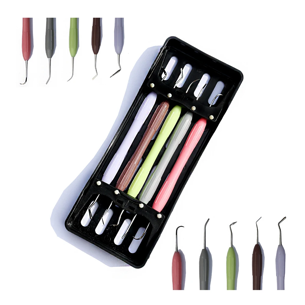 Hot product Dental Composite Filling Instrument Set Of 5 Pcs For Resin Aesthetic Solo Posterior Anterior Silicon handle