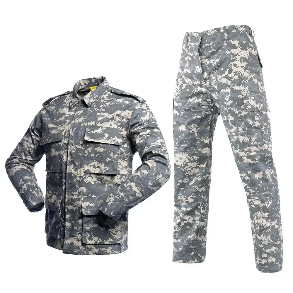 Camouflage Breathable Soft Shell Assault Suit for Winter Training Loose Formal Bomber Jacket with Crew Neck Uniform