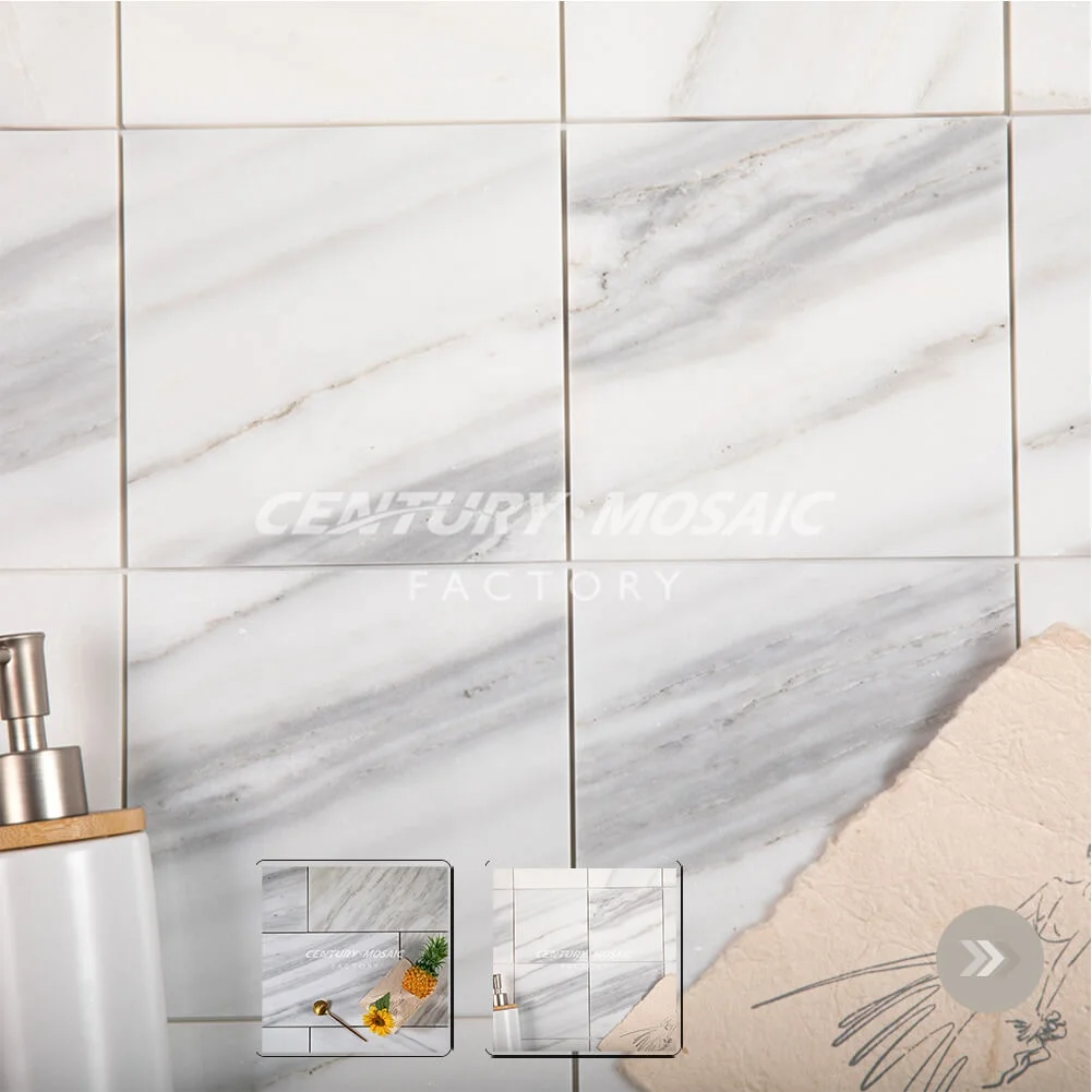 Centurymosaic Wholesale Lasa Bianco White Marble Stone with Gray Veins Wall Floor Tile Prices