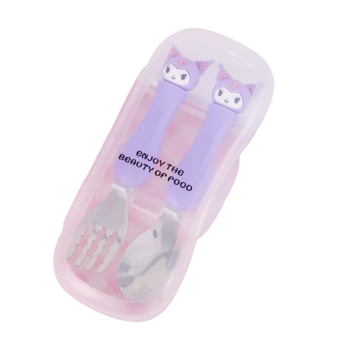 New Wholesale Infant And Toddler Cartoon Tableware 304 Stainless Steel Spoon And Fork Boxed Cartoon Tableware