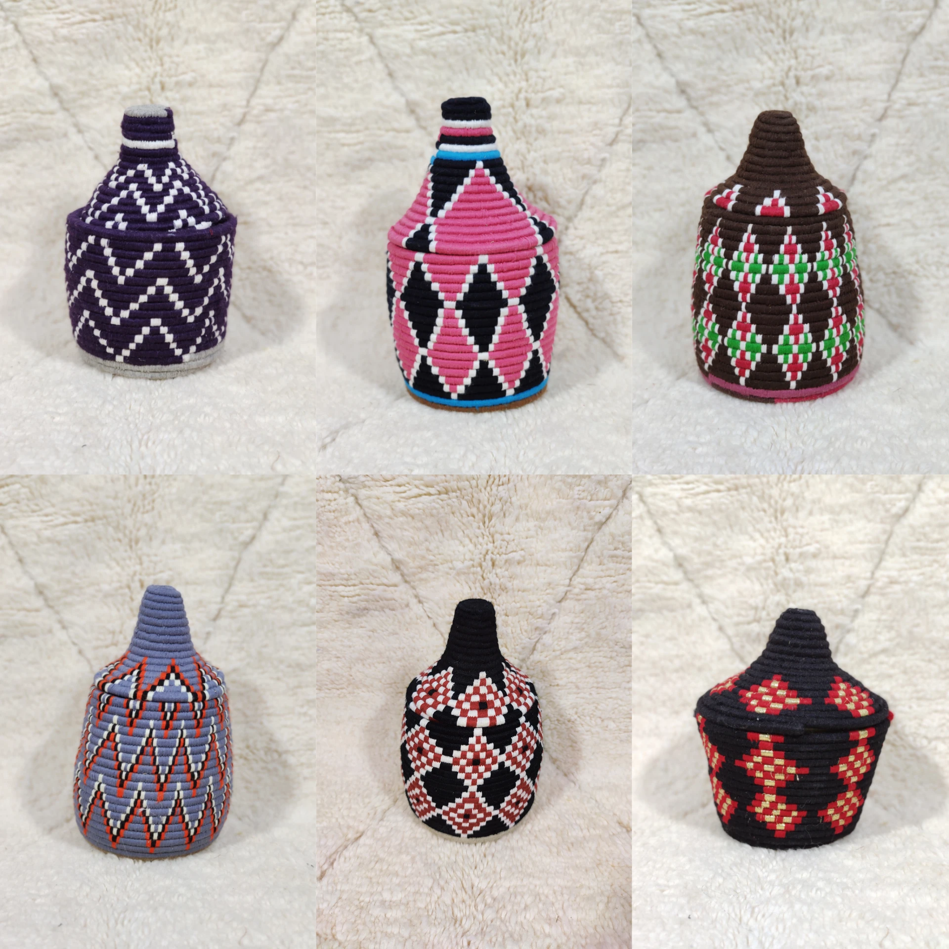 colorful vintage moroccan berber straw bread basket