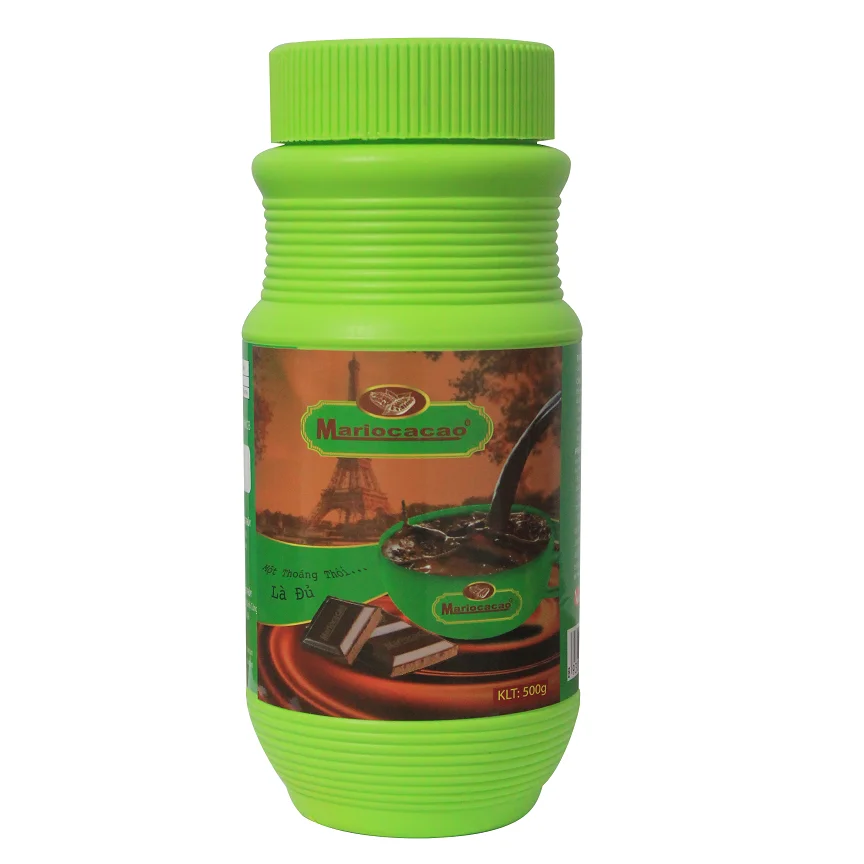 Factory Price Cocoa Powder 65% Cocoa Light Green Jar Mario Cocoa from Viet Nam Shelf Life 2 Year Chocolate Flavor 500g/jar
