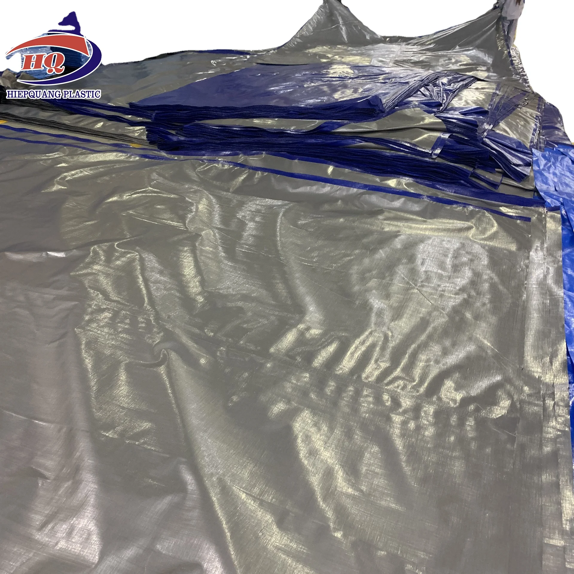 plastic tarpaulin sheets in PE material with color lamination blue grey heavy weight 200 gsm for industry cover