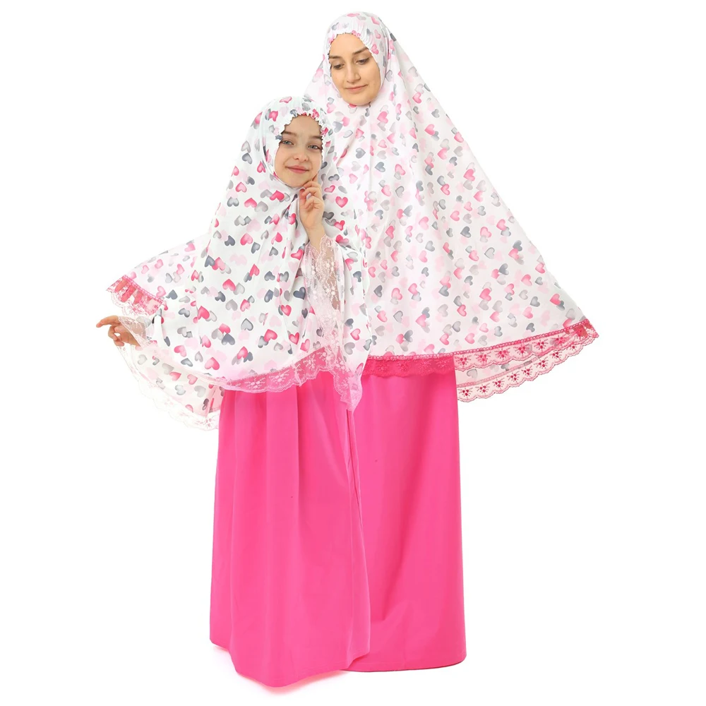 Mother Daughter Combinations Children Islamic Clothing Dress Girls Muslim Prayer Arab Long Sleeve Raglan Kids
