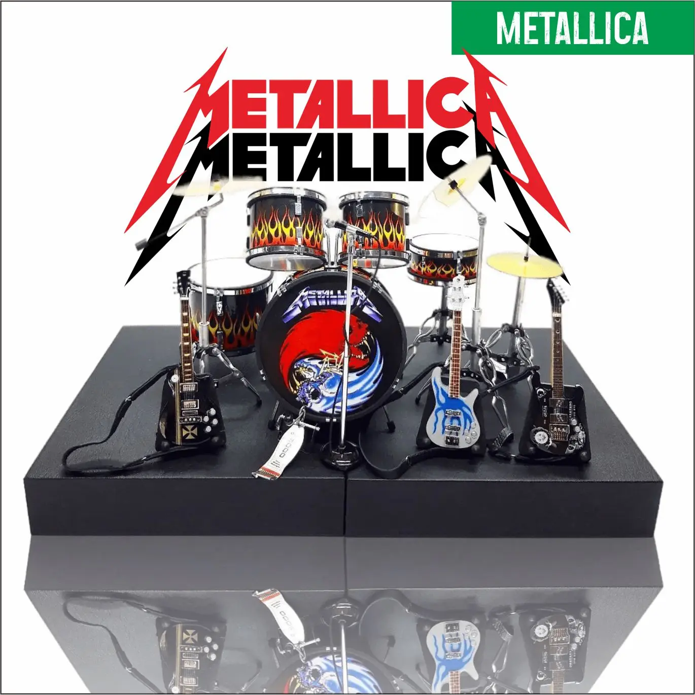Miniature Guitar And Drum Famous Band In The World Design | Free Exclusive Box Use Stage For Action Figure