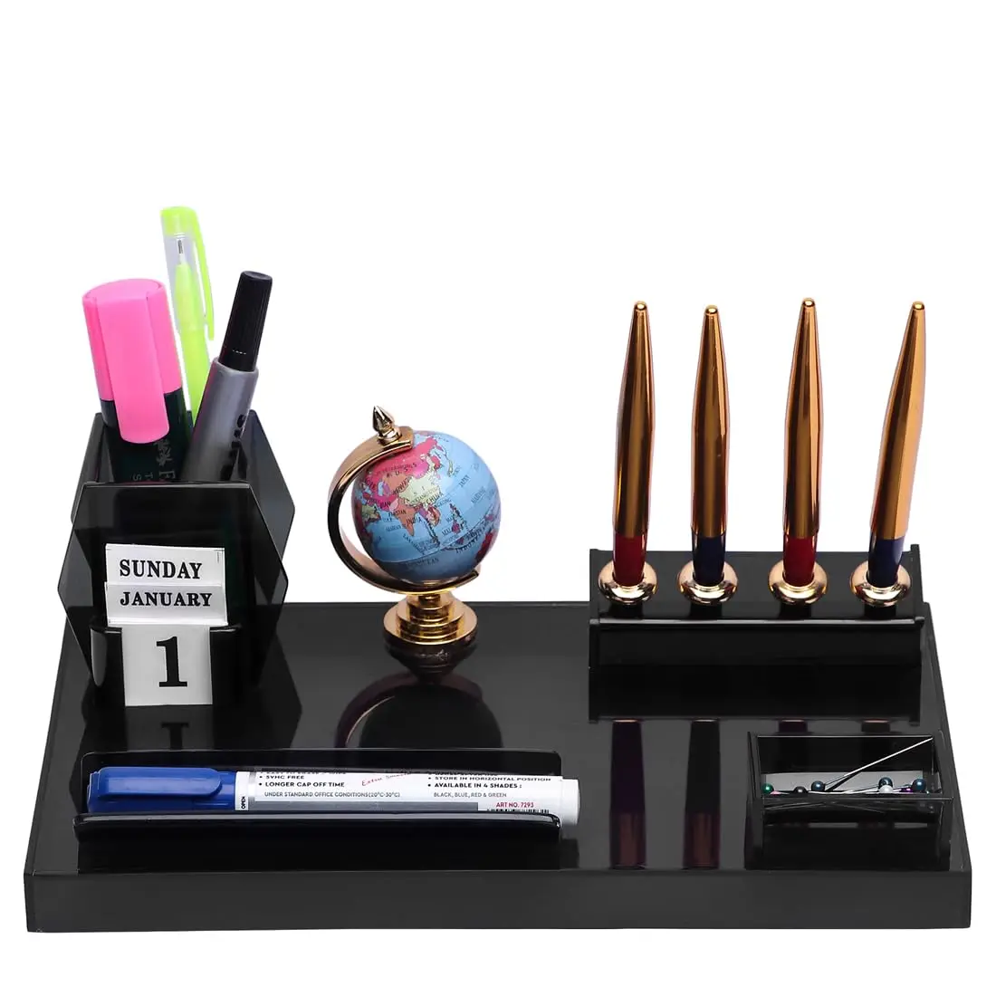 Wooden Pen Stand with Calender Globe Business Visiting Card and Holder office desk decor home decor Study Table