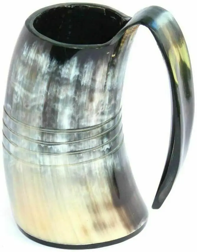 VIKING DRINKING HORN MUG  Handcrafted Ox Cup Goblet Drink Mead, Beer