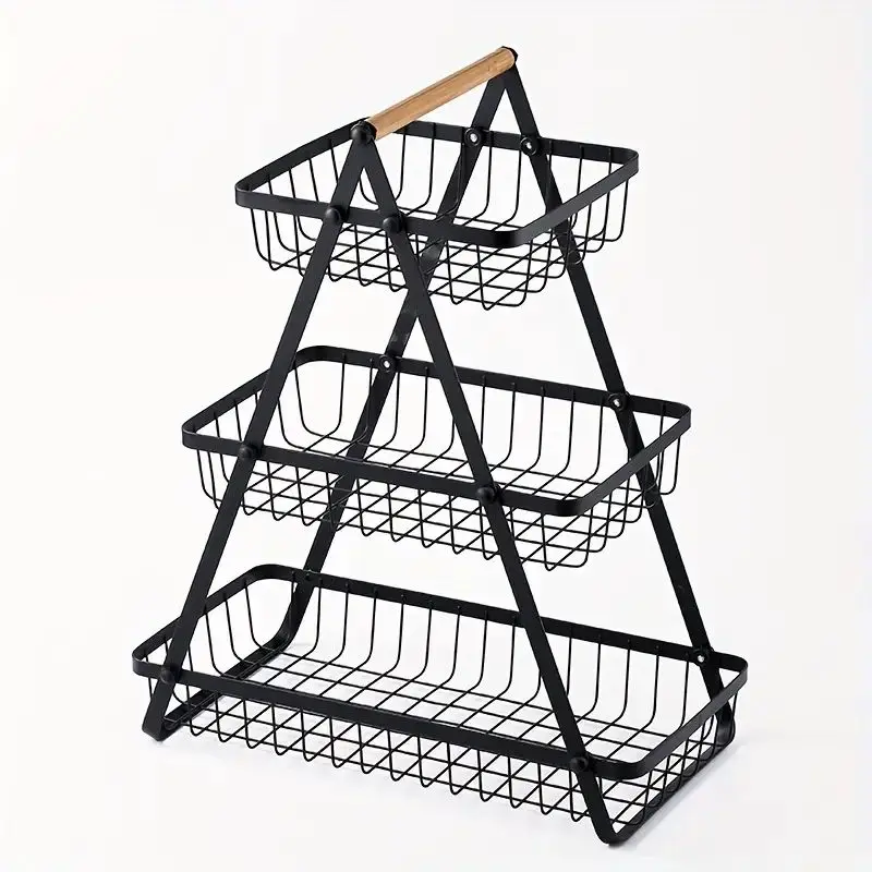3 Tier Metal Wire Mesh Hanging Fruit Basket Iron Multifunctional Kitchen Rack Over The Cabinet Door Wire Storage Basket