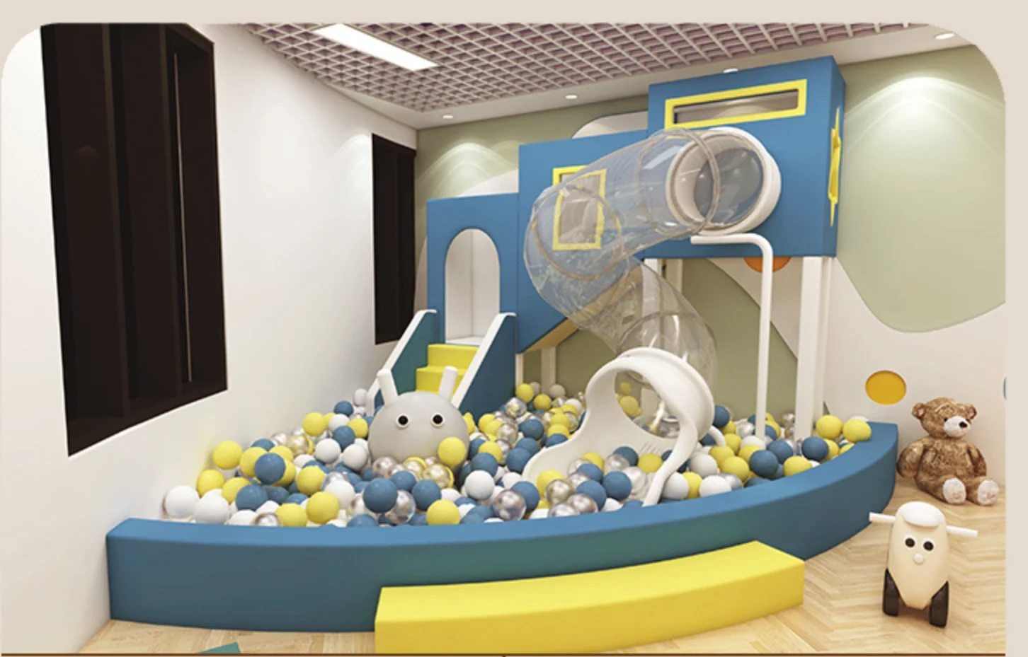 High Quality Indoor Wooden Playhouses with Ball Pit for Nursery Playrooms Or Indoor Play Centres in Shopping Malls Restaurants