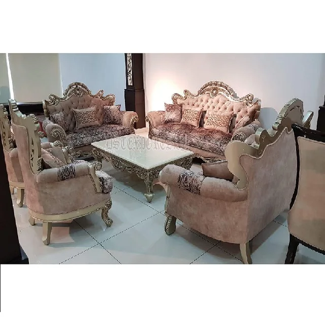 Contemporary Drawing Room Sofa Set For Sale Turkish Design Living Room Sofa Set Traditional Solid Teak Wood Sofa Set