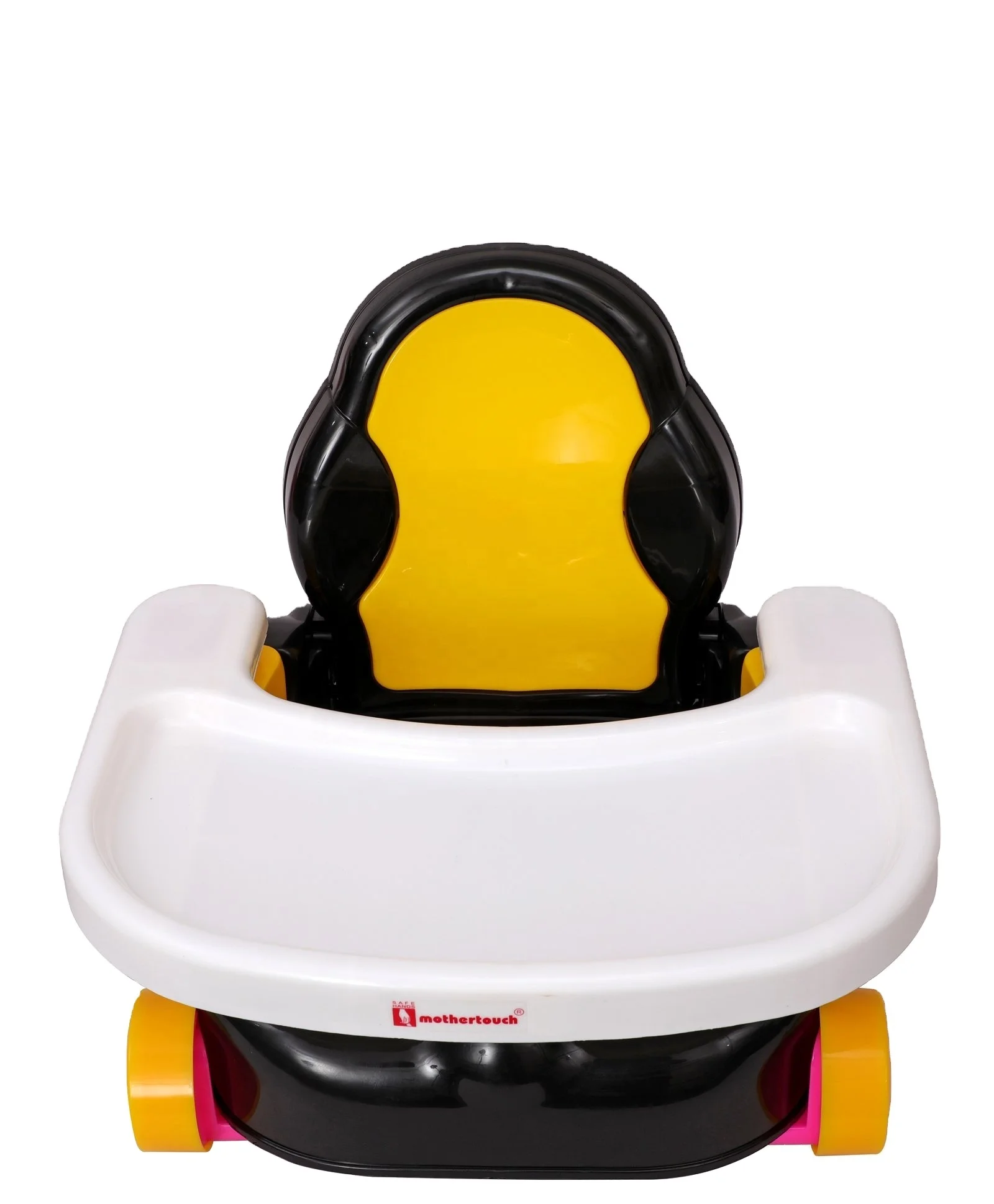 Attractive Yellow & Black Kids Toddlers Dining Plastic Travel Baby Feeding Chair With Safety Belt Removable Front Plate Light We