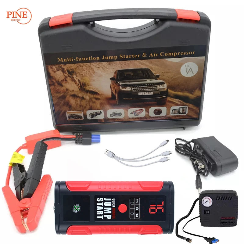 Portable mini jump starter 12V lithium battery power bank  jump start with air compressor booster charger for car Jump Starter