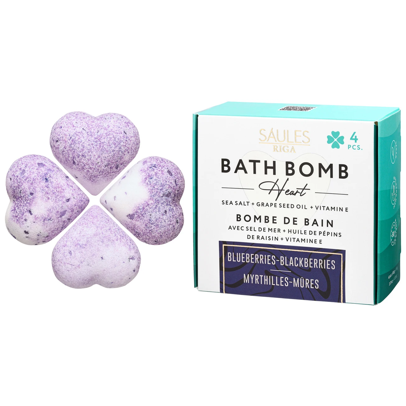 Made in Europe Custom Luxury Gift Set 4 Hearth Shape Bath Bombs Gift Box Bomb Fizzy  Steamers