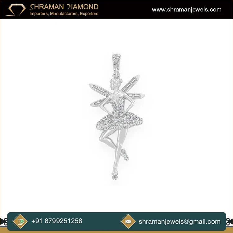 Excellent Quality IGL Certified 1 CTS and 11 Grams 14K Gold Plated Iced Out Ballerina Wings Custom Moissanite Diamond Pendant