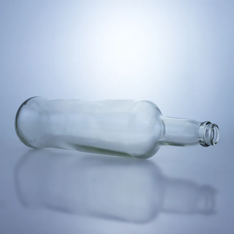 750 ml transparent round whiskey rum vodka glass bottle with aluminum teeth cap accepts customization label color