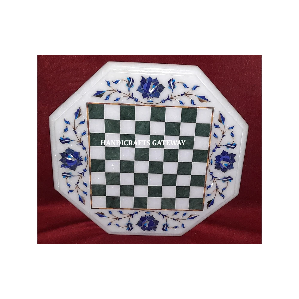 Popular Style Octagonal Handmade Marble  Inlay Chess Table Top With Fine Finishing Polished of Living Room Wholesale Prices