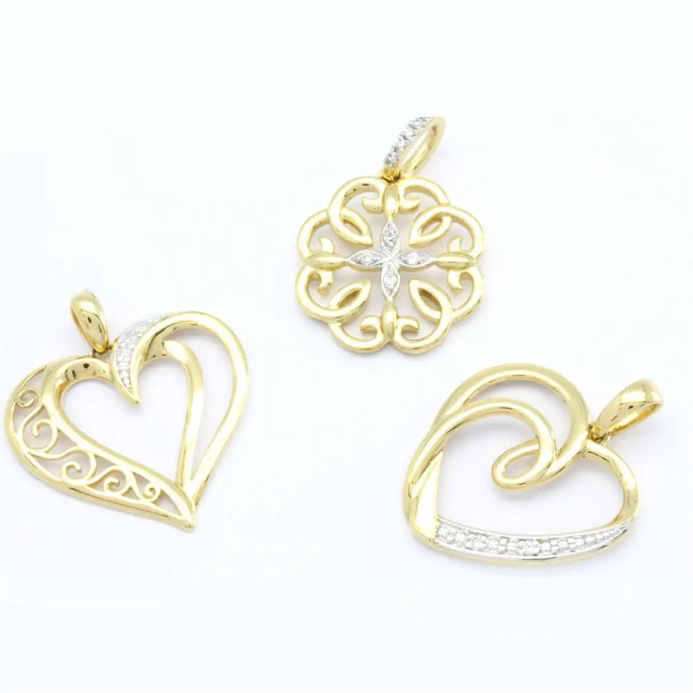 European Style Newest Ladies Jewelry Yellow Gold Rhodium Plated Charm Pendant 18K Plain Gold Heart Necklace