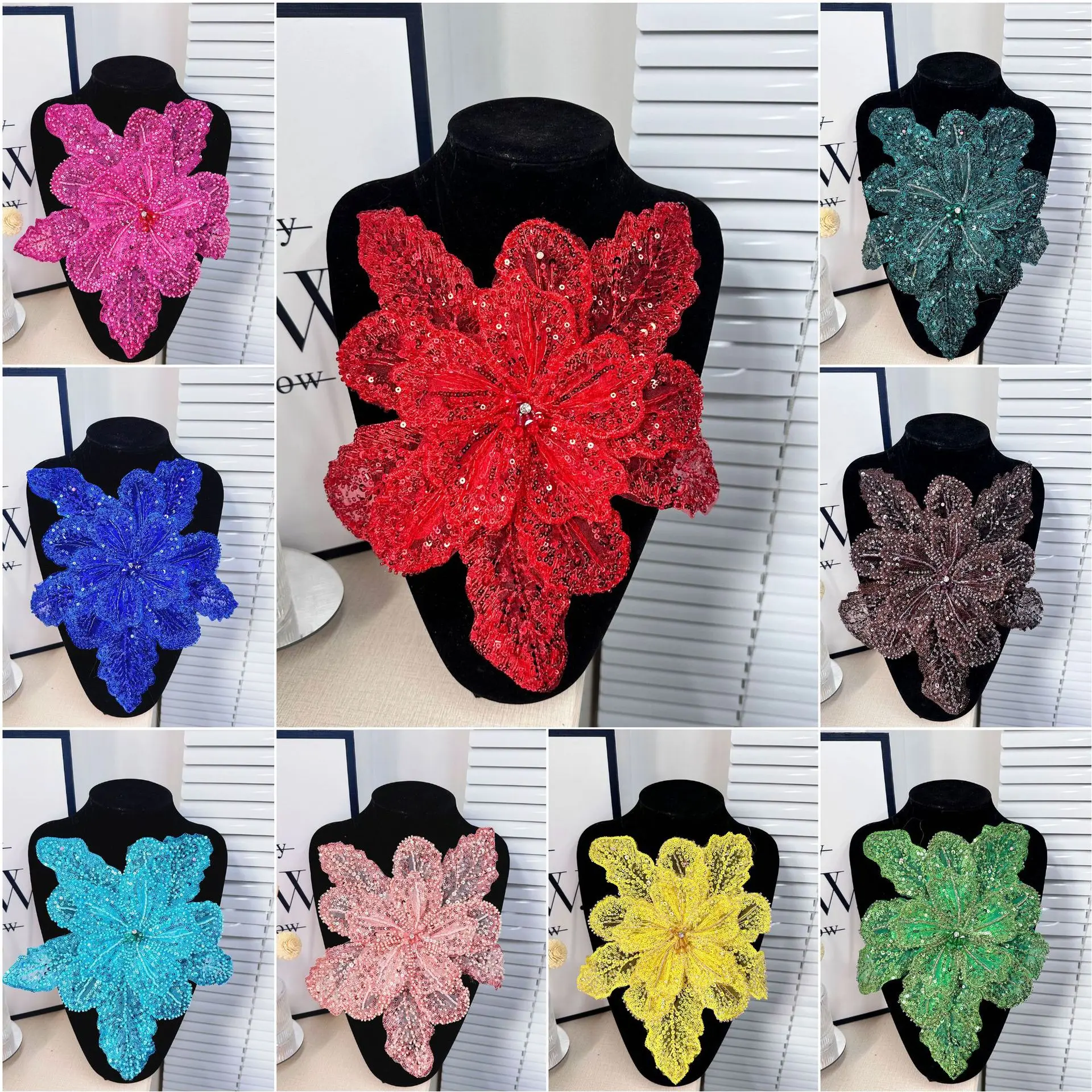 Multi-color multi-layer sequins beading decoration new three-dimensional flower clothing applique dress corsage