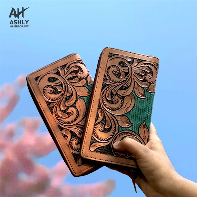 Hot deal Fashion Style Suede Genuine Leather Clutch  2024 For Women Western  Clutch Bag Designed Leather Wallet Hand Craft