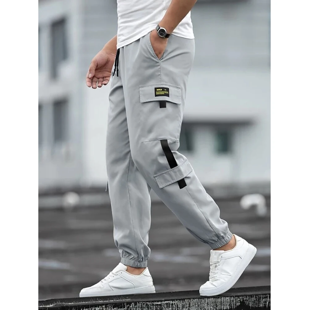 Custom Logo Men Jogger Pants Cotton Blank Sweatpants Gym Sport Drawstring Cargo Pants For Men White trackpants