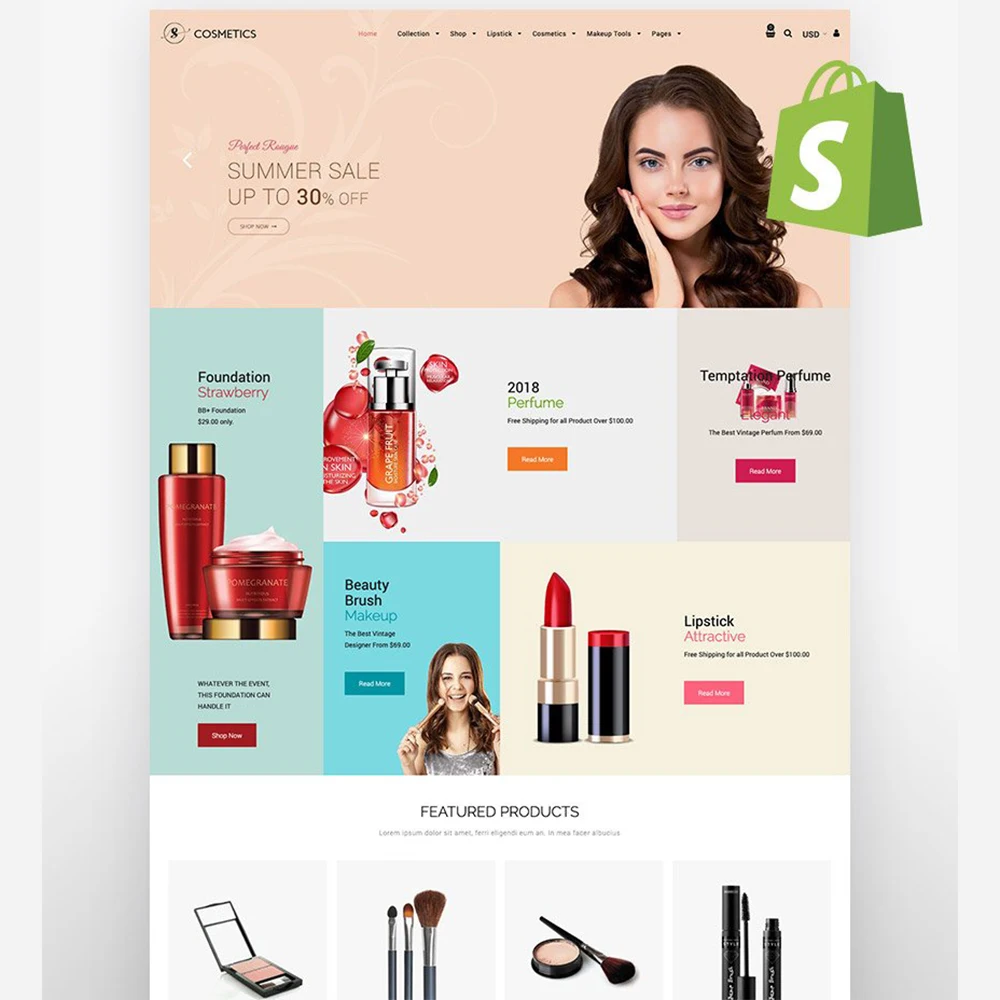 Shopify Cosmetic website design shop Online Makeup products |  E-commerce Website design