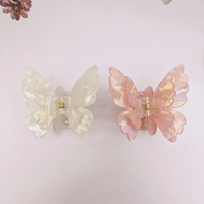 Sweet Styles Gradient Double Layer Butterfly Hair Clips Acrylic Hair Claws for Womens