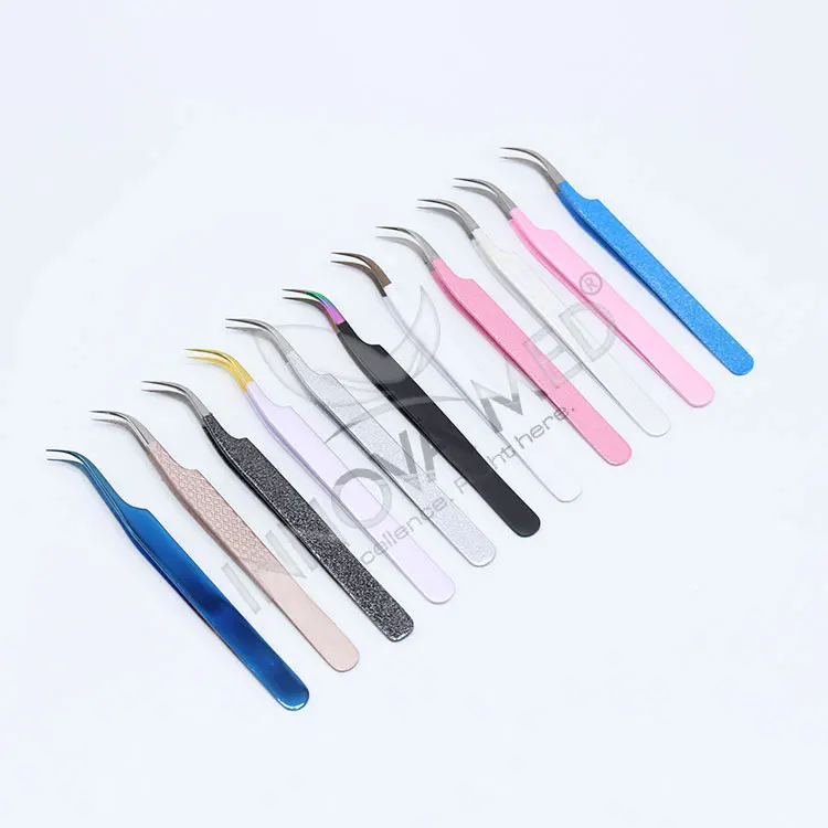 Custom Label Hand-Tested Lash Tweezers in a Stylish and Elegant Black Design Regular Tip Volume Tweezers