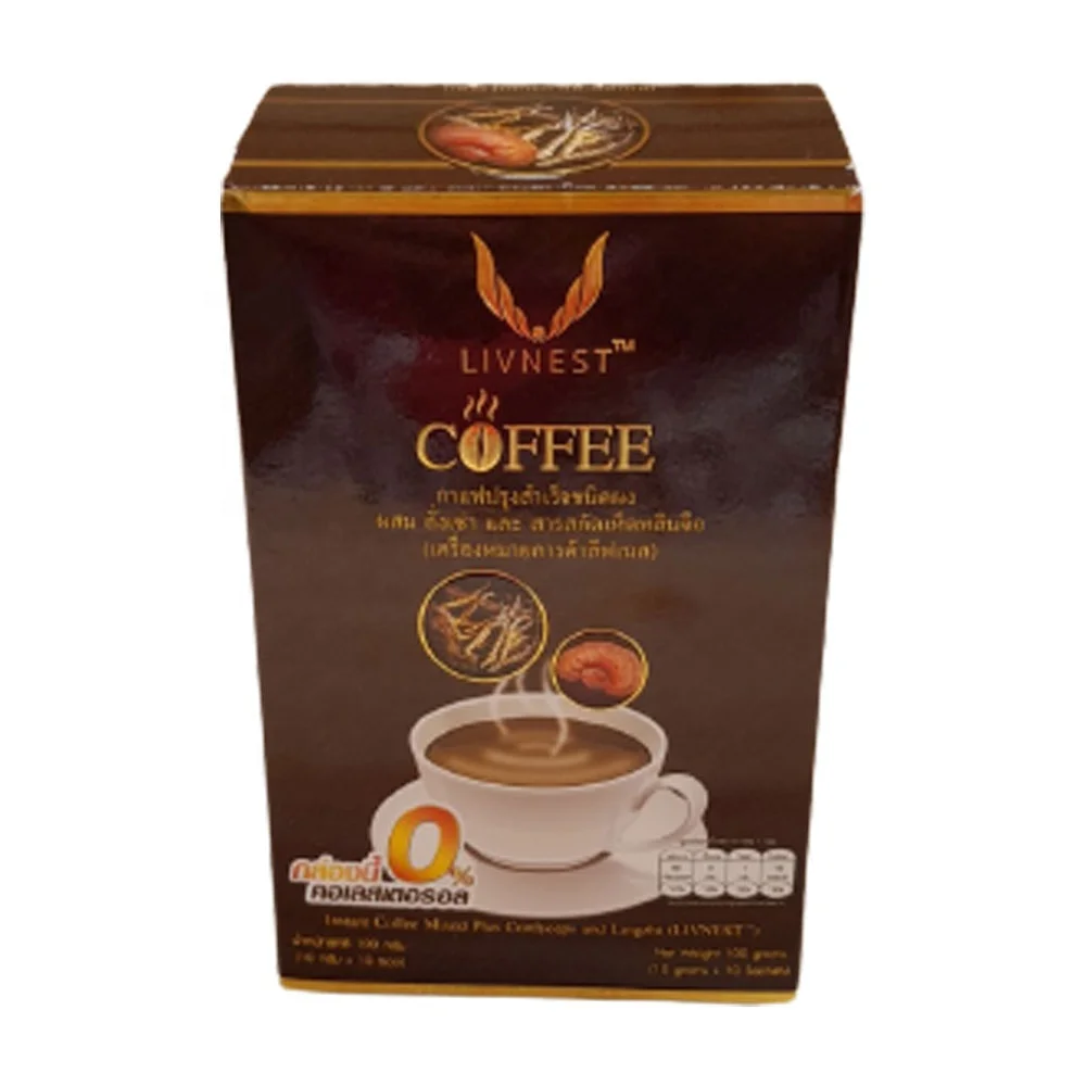 Premium Instant Coffee Powder Cordyceps Lingzhi Sugar Free Bag Sachet for Drink Beverage from Thailand