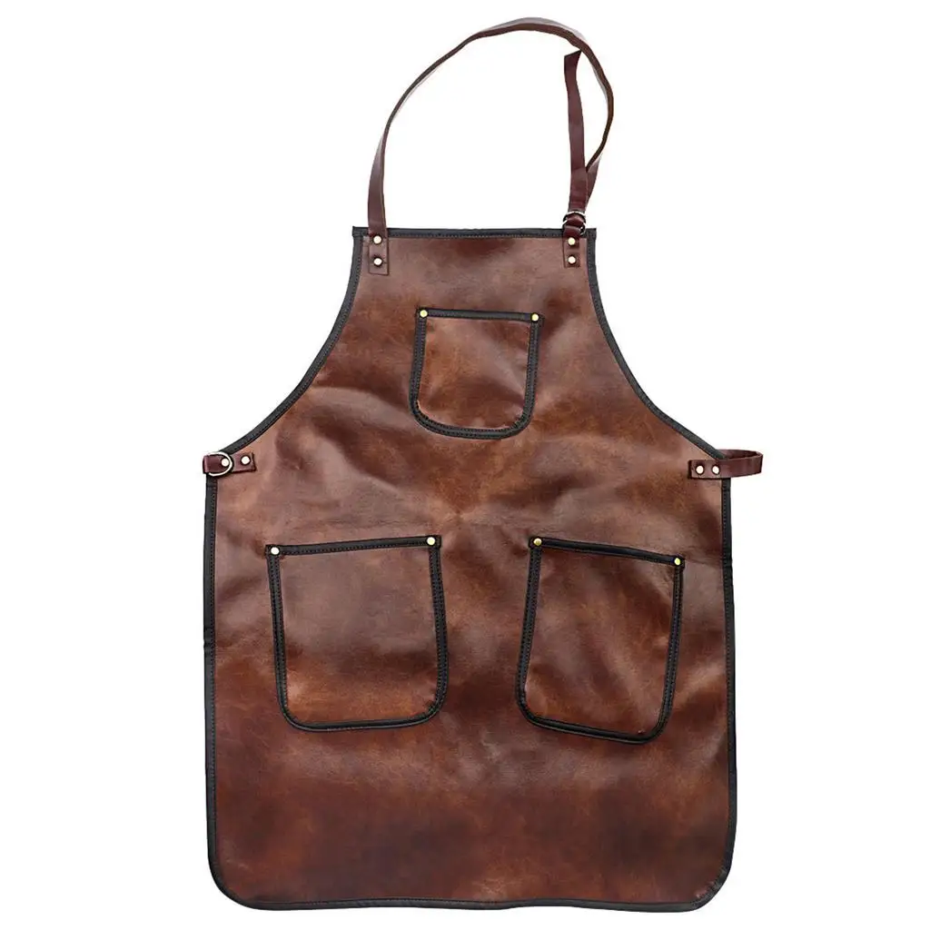 Premium Quality Apron Chef Cooked Kitchen Waterproof Oil BBQ Custom Barista Bib Beauty Overalls Adult Leather Wholesale ODM