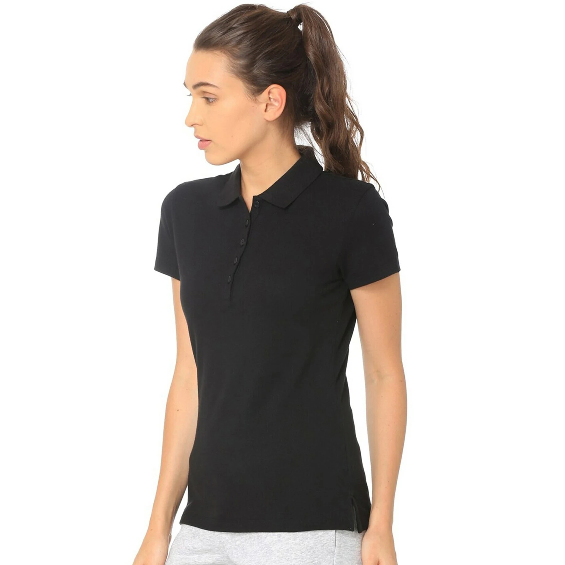 Custom Buttoned Polo Shirt Stretch Training Running Sportswear with Polo Collar Lightweight Short Sleeve Women Polo T-Shirt