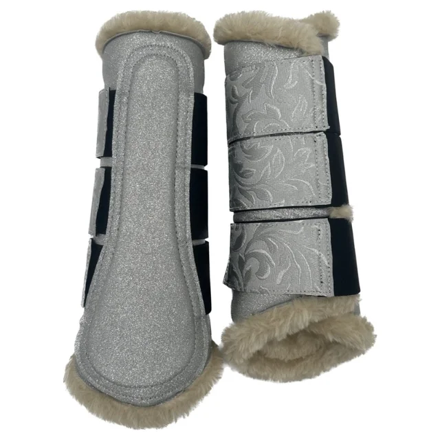 Top Quality Equestrian Horse Matching Saddle Pad Set, Contrast Color Ear Bonnet and Tendon Safety Boots, Glitter Saddle Pad Set