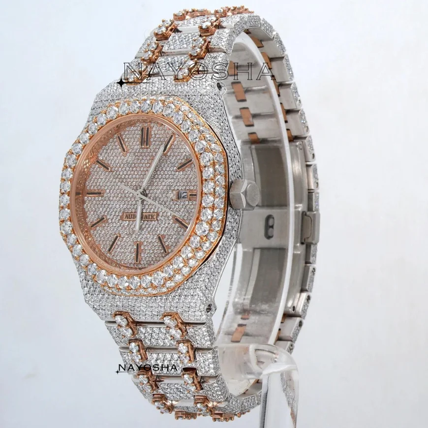 Dazzling Mens Jewelry With Attractive Stainless Steel Material With Moissanite Diamonds Fully Iced Out Watch Designed For Men