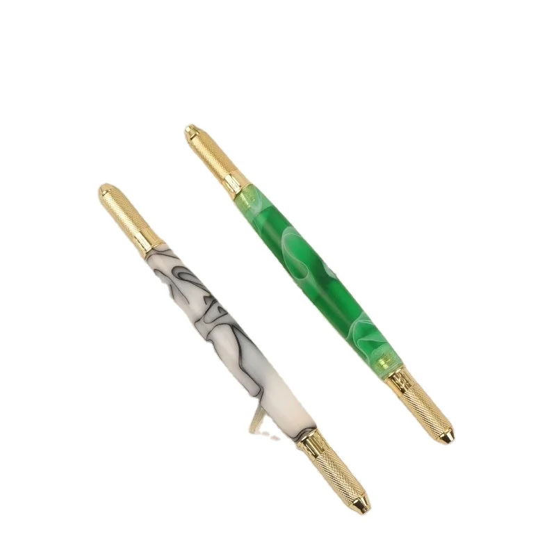 Microblading Acrylic Manual Double Head Crystal Tattoo Pen Eyebrow Permanent Makeup Universal Tool Use For Flat 3R Round Needles