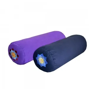 High Quality round Yoga Bolster Fabric Pillow for Back Massage Washable Seat Cushion Filled with Buckwheat Hulls for Therapy Use