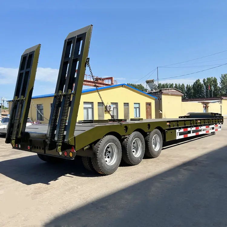 2024 TITAN 3 Axle 80T Low Loader Trailer for Sale Lowbed trailer for Sale With Spring Ramp
