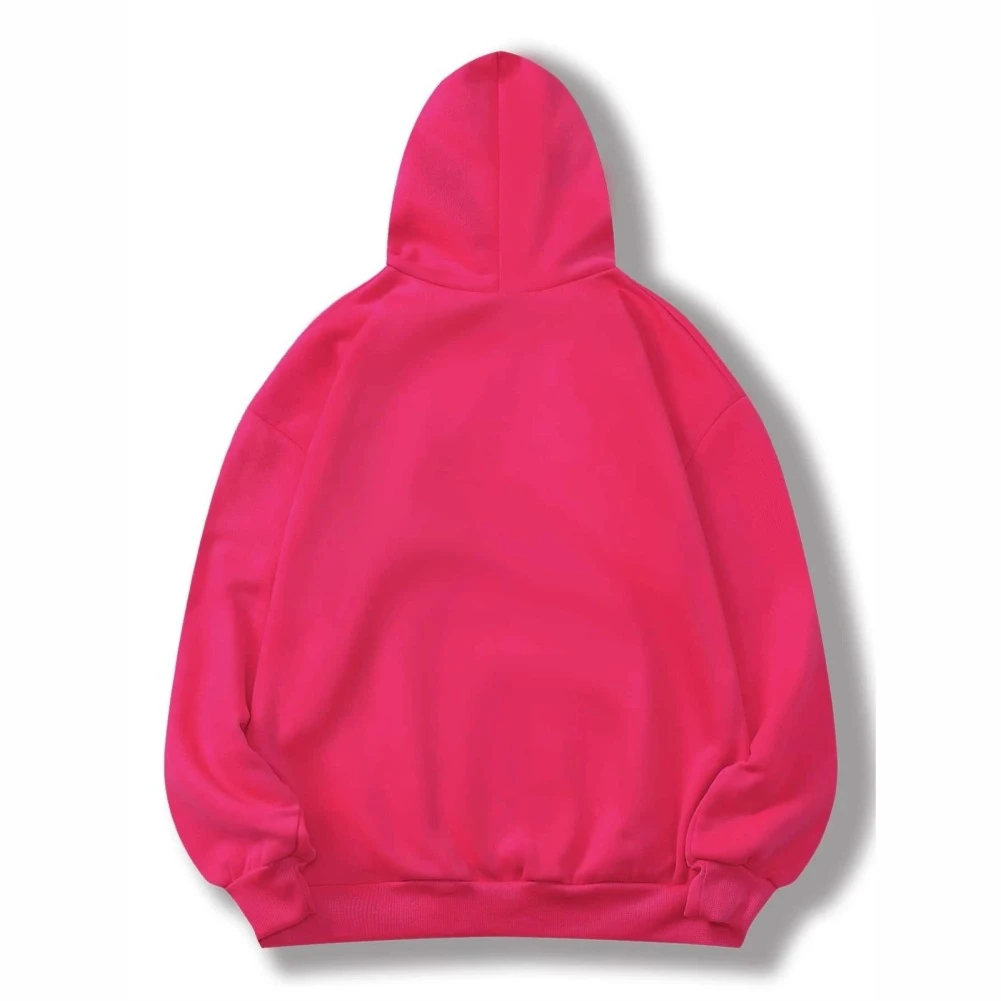 Oversized Solid color Women Crop Top Hoodies with Kangaroo Pockets Casual Pink Cotton Stylish Pullover hoodies customized