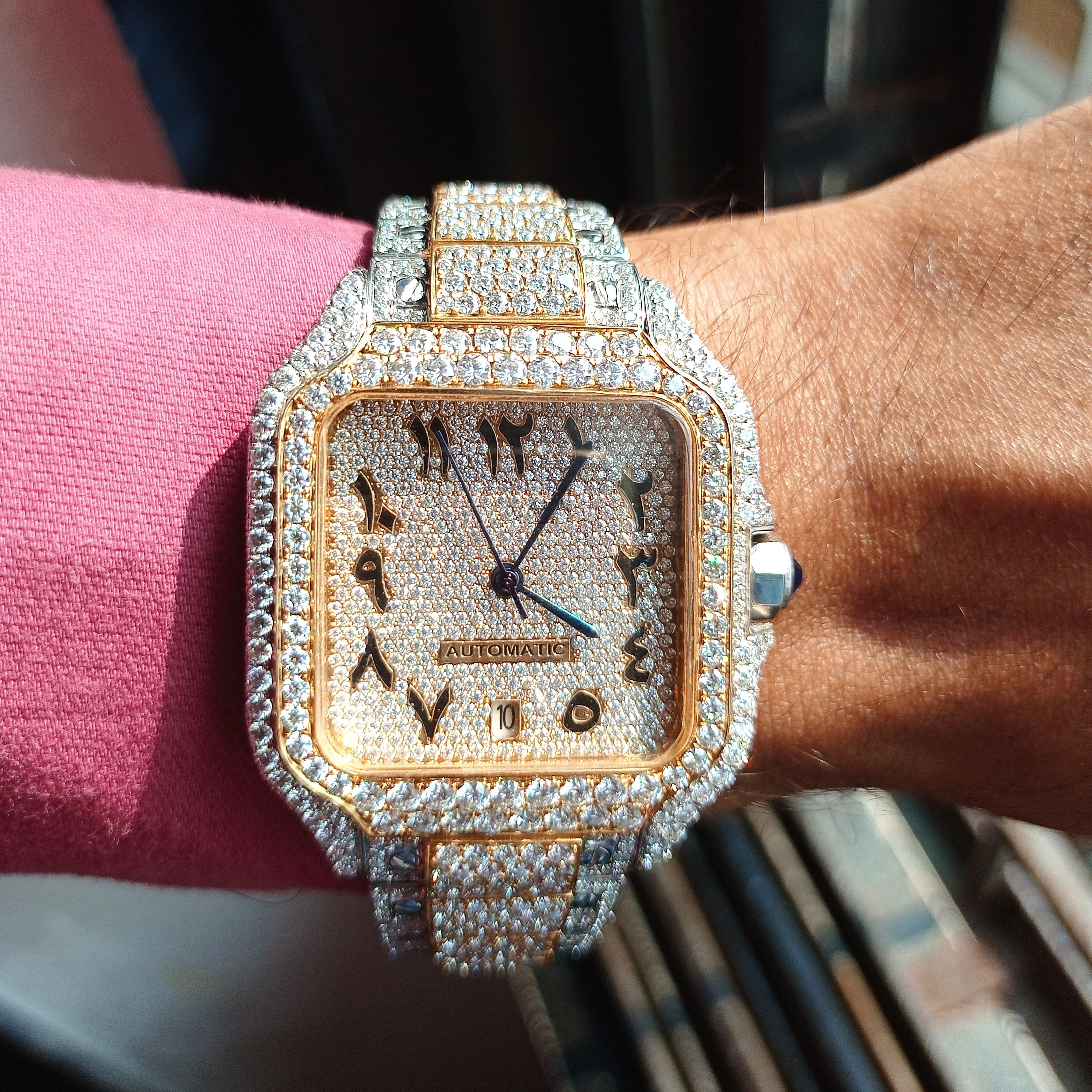 Two Tone Premium Quality Moissanite Diamond Bust Down Watch for Men/ Tester Passed Diamond Iced Out Watch Luxury Custom Watch