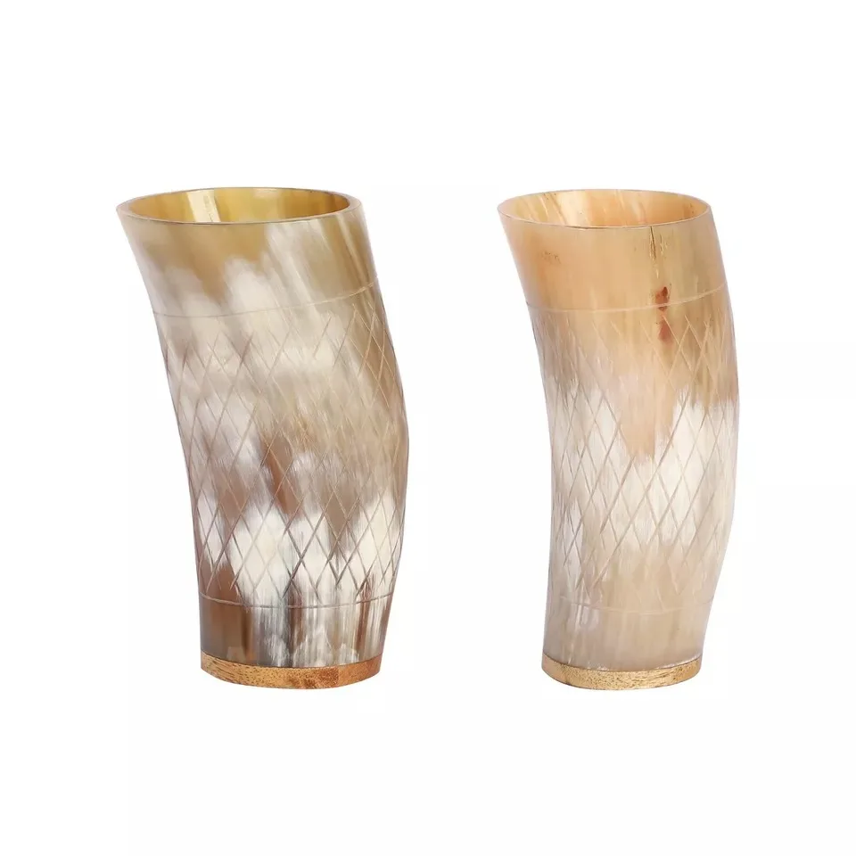Natural Finished Ox Buffalo Horn Shot Glass Custom Polished Design Beer Drinking Cup with Agate Finish Wholesale Exporter