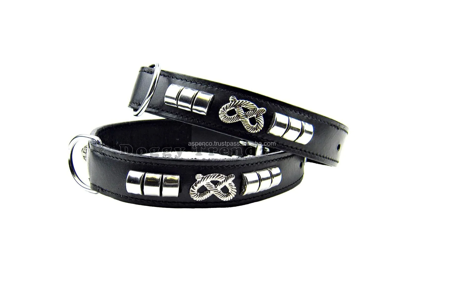 Leather Dog Collars Staffordshire Bull smart Terrier Leather Dog Collar Chrome Suede Padded