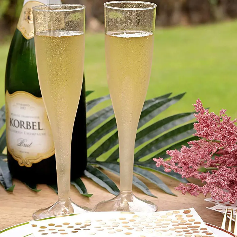 Decorative Fancy Wholesale Creative Quality Wedding Luxury Custom Plastic Flutes Champagne Glasses