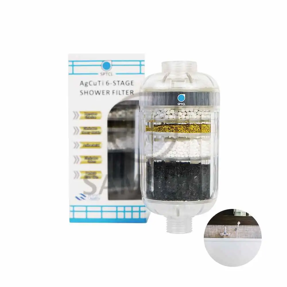 high quality product 6 stage pure shower water filter for shower head