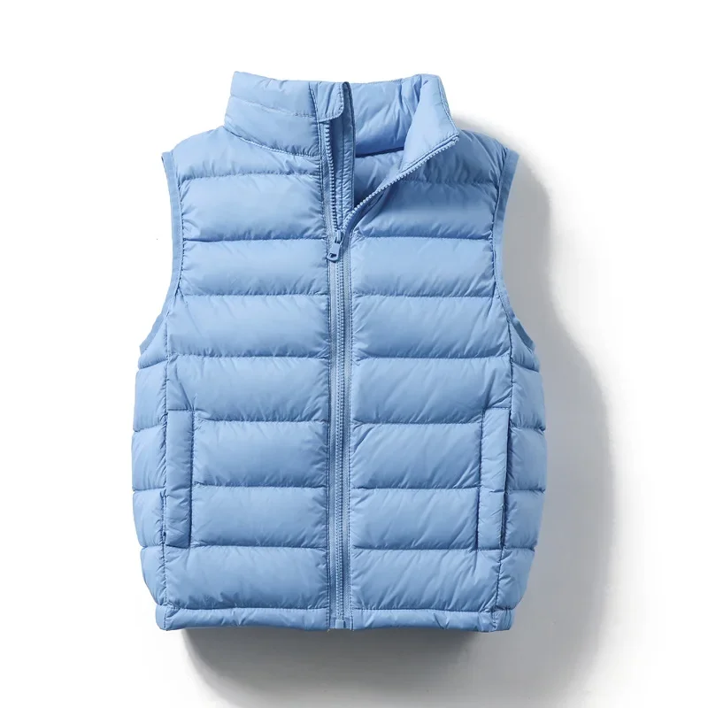 Children Puffer Sleeveless Vest Autumn Ultra Light Jackets for Boys Sleeveless Waistcoats Kids Fluffy Warm Liner Girls Coat