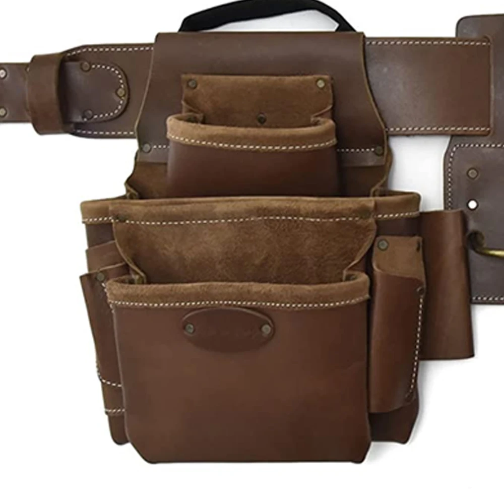 Customize Multifunctional Tool Pouch Custom Made Carpenter Leather Tool Belt reasonable price high quality