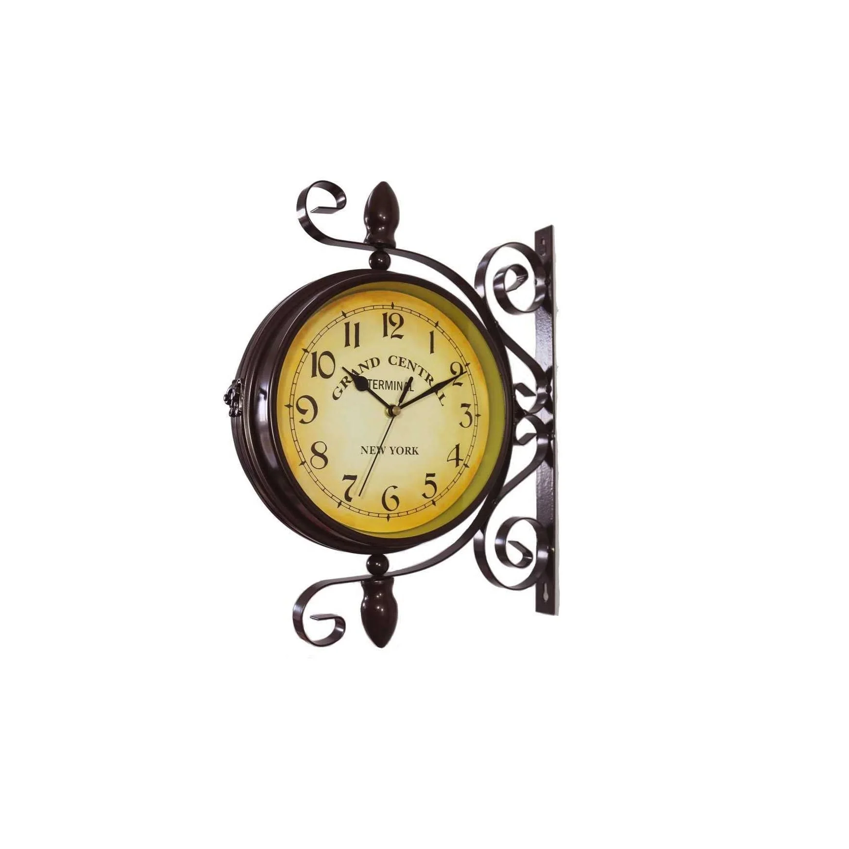 Vintage Double Sided Wall Clock Train Station Clock Silent Non Ticking Can be rotated 360   Creative Classic Wall Hanging Clocks