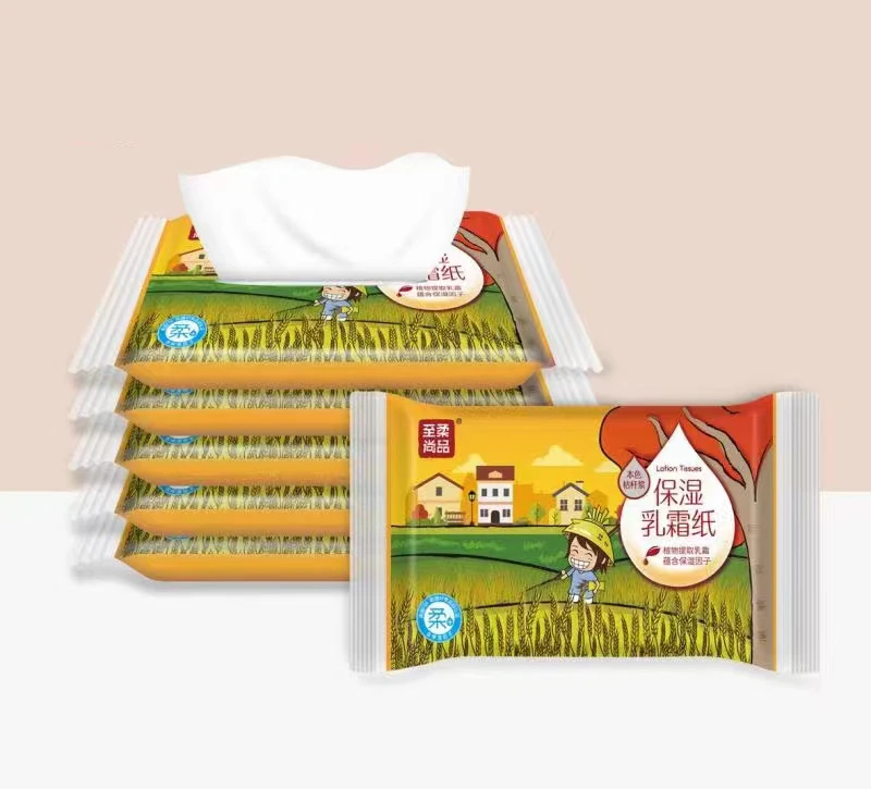 Lotion Tissues Facial  Soothing  Soft Straw Bamboo Pulp  Milk Menthol Cherry ingredients GMP factory OEM welcome