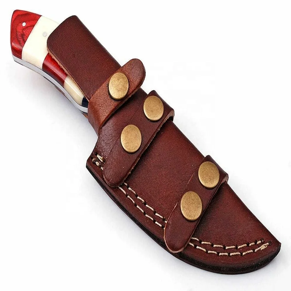 Damascus Steel Bush Craft Knife Handmade Kitchen Cutlery Set with American Flag Handle Factory Price Hunting Tool