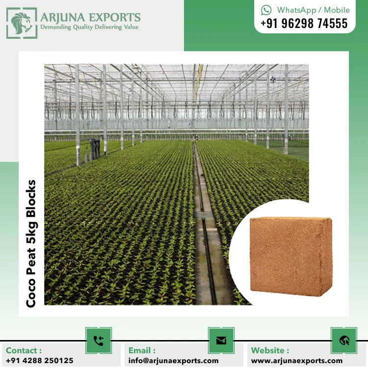 Best Quality Horticulture and Floriculture Use Potting Mix of Coconut Coir Peat or Pith 5Kg Blocks at Direct Factory Price