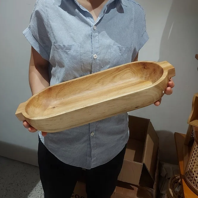 Cheap  price wooden dough bowls for kitchen  rustic wooden bowls table top  natural color heart shaped wooden bowl