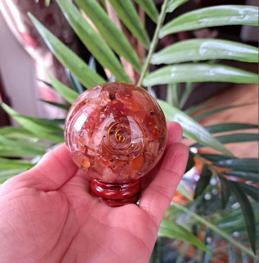 Красная яшма высокого качества оргонитовая Сфера оптовая продажа красивая красная орго сфера для продажи